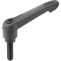 Kipp Adjustable Handle W. Ball Size:1 M06X39, 3, Form:C Plastic, Black Ral7021, Comp:Ball Steel K0780.31061X40